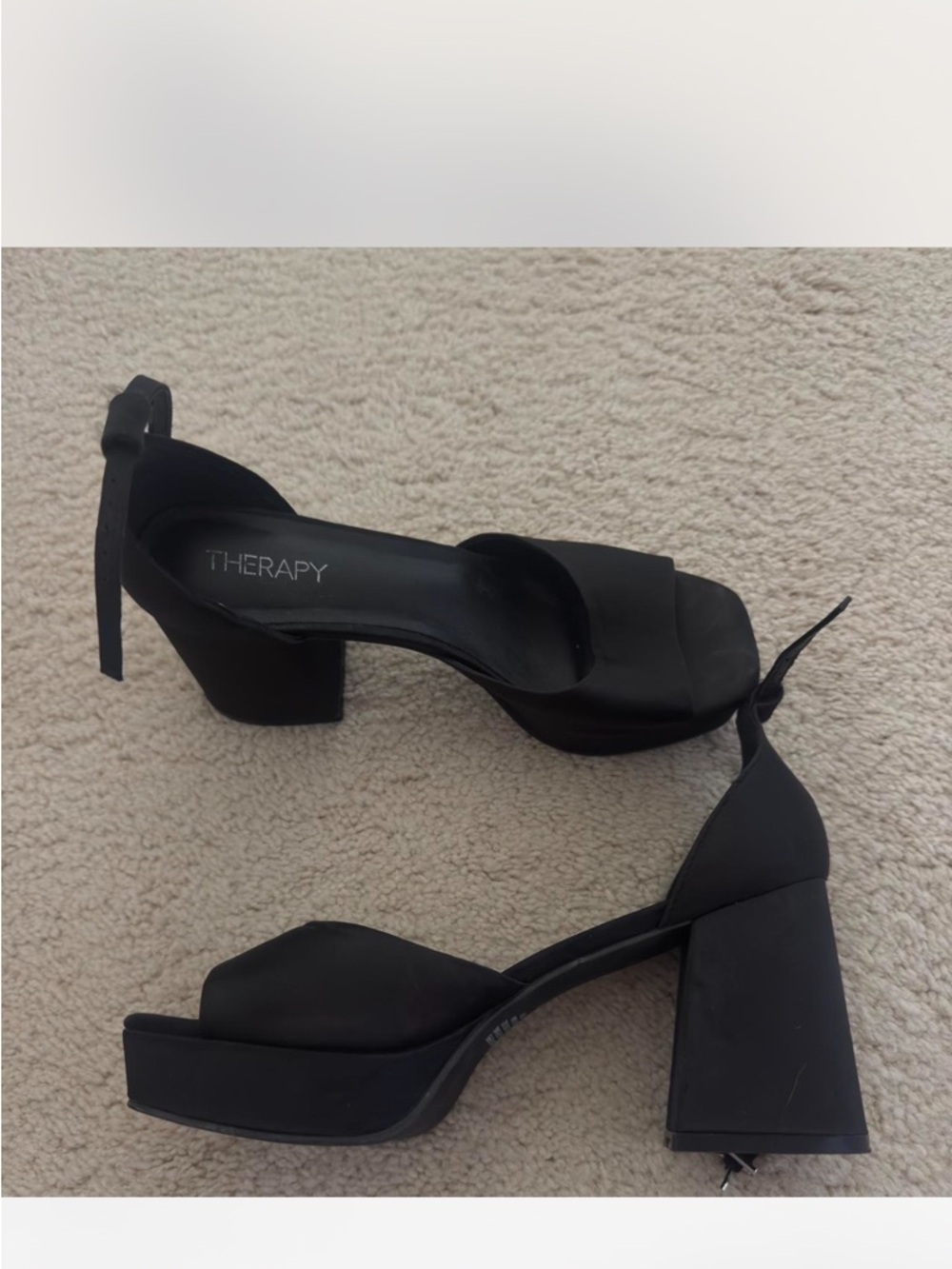 Princess Polly Black Satin Heels - Picture 2 of 2